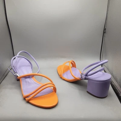 Schutz Aiyra Strappy Sandals Women's 8.5B Purple Orange Leather A217 - Image 1 of 4