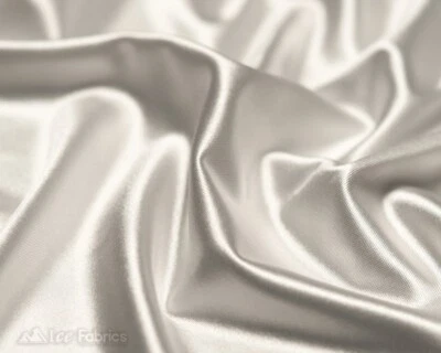 White 4 Way Stretch Silky Satin Fabric By Yard Thick Satin - Image 1 of 4