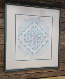 original watercolor Geometric painting signed, Matted & framed  Susan VonDeylen - Picture 1 of 6