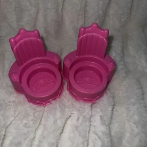 Pair of Fisher Price Little People Disney Princess Queen Throne Pink Chairs - Picture 1 of 3