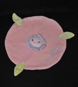 Peluche doudou fleur plat rond Petit KIMBALOO rose mauve feuilles vertes TTBE - Picture 1 of 1