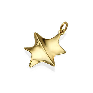 Support Israel Contemporary Star of David 14k Yellow Gold Magen Jewish Jewelry