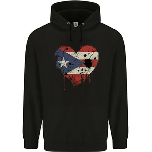 Love Flag Puerto Rico Football Mens 80% Cotton Hoodie - Picture 1 of 3