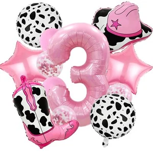 Cowgirl Party Decorations Include Cowgirl Boot Cowboy Hat Balloon Number 3 Ba... - Picture 1 of 7