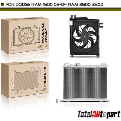 A/C Condenser & Cooling Fan Assembly for Dodge Ram 1500 02-08 Ram 2500 Ram 3500 - Image 1 of 4