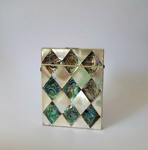 Antique Mother Of Pearl ,  Silver & Abalone Card Case