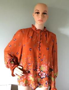 Neu mit Etikett Anthropologie geblümte Chiffonbluse - braun - XS, M, L - UVP £80 - Bild 1 von 8
