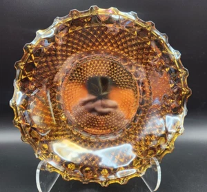 Carnival Indiana Glass Amber Iridescent 10" Round Ruffled Platter Vtg Serveware - Picture 1 of 10