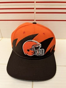 Vintage Cleveland Brown Orange Sharktooth Snapback NFL Cap Hat Mitchell & Ness - Picture 1 of 5