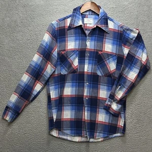 VTG Permanent Press by Donlin Plaid Shirt Mens S Blue Button Up Long Sleeve USA - Picture 1 of 6