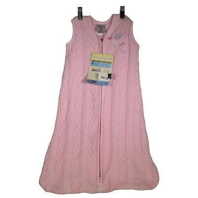 Saco de dormir HALO tamanho S 0-6 meses rosa pastel malha de cabo 100% algodão recém-nascido - Imagem 1 de 4