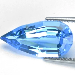 Topazio blu swizz naturale brillante 6,82 ct 17,7 x 8,8 x 6,2 mm pera taglio fantasia pietra preziosa - Foto 1 di 3