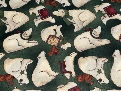 1/2 Yd Christmas Winter Polar Bear "Peace on Earth" Fabric BTHY Teresa Kogut SSI - Image 1 of 4