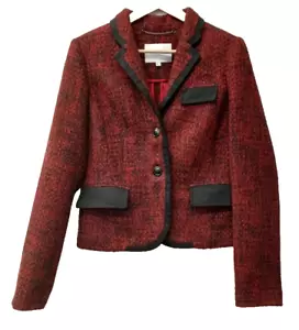 L.K.Bennett Red and Black tweed Jacket Size 12 / Chaya wool blend lined - Picture 1 of 5