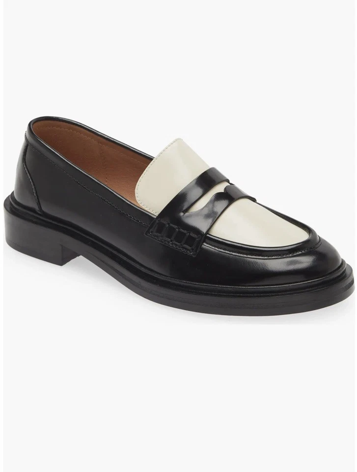 Mocasín Madewell The Vernon en cuero negro y marfil NM083 talla 7,5 Foto 1 de 4