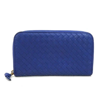 Auténtica Cartera Larga BOTTEGAVENETA Intrecciato Cremallera Alrededor Cuero Azul - r10622a Foto 1 de 4