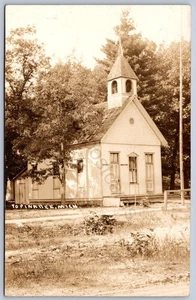 K40/ Topinabee Michigan RPPC Postcard c1910 Church School Building 51 - Picture 1 of 2