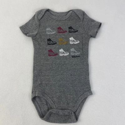 Timberland One Piece Bebé Niño 3-6 Meses Gris Brezo Mangas Cortas Zapato Gráfico Foto 1 de 4