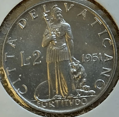 1951 Vatican 2 lire coin uncirculated - Image 1 of 4