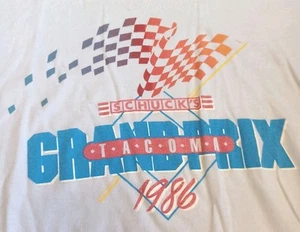 Vtg 1986 Schuck's Grand Prix of Tacoma WA Race T-Shirt Hanes Fifty-Fifty Size XL - Picture 1 of 5