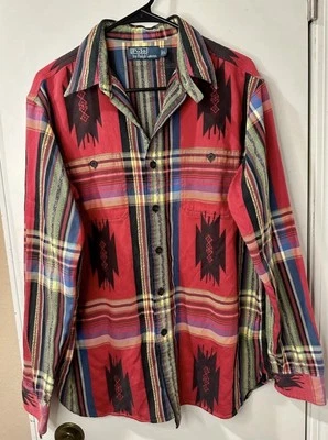 Mens Vintage Ralph Lauren Western Print Shirt, Large - Image 1 of 4