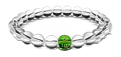 Crystal Quartz and Peridot Stretch Bracelet – Birthstone for August (Leo, - Image 1 of 4