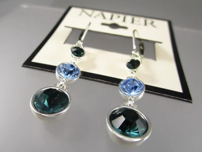 Новый NAPIER 2 «синий зеленый падение стекла стразы подвеской рычаг назад серьги 79F - Изображение 1 из 4