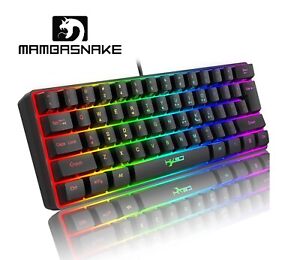 Gaming-Tastatur mit 61 Tasten RGB-LED für PC/Mac-Gamer und Schreibkraft