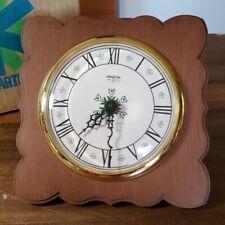 Spartus NIB 70's Wall Clock USA Antique Vintage Works Plastic Wood Green Floral