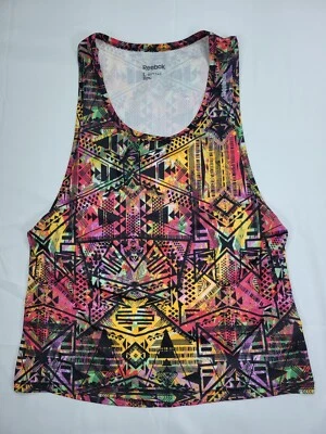Camiseta sin mangas Reebok Speedwick para mujer estampado tribal suroeste multicolor cuello redondo L Foto 1 de 4