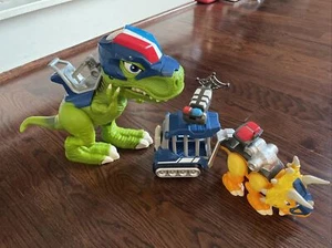 Playskool Dinosaur Heroes Chomp Squad Troopersaurus Hasbro T-rex & Triceratops - Picture 1 of 8