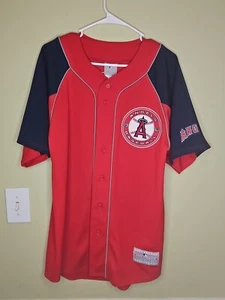 Vintage TORII HUNTER #48 Anaheim Angels Baseball Button Up Jersey SZ M MLB SEWN - Picture 1 of 7