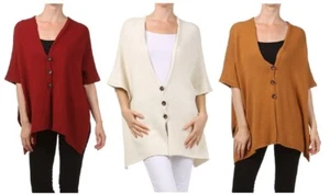 Poncho M. Rena liso abotonado. Talla única  - Imagen 1 de 5