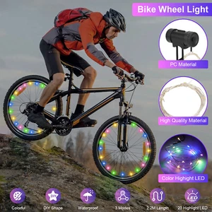 2Pcs 20LED Bike Wheel Light String Colorful Bicycle Spoke Light Safety Warning - Picture 1 of 6
