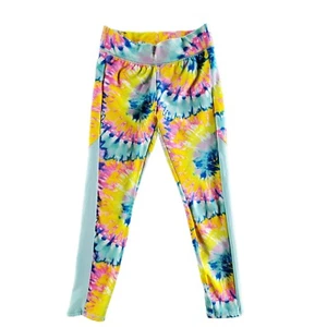 More Than Magic Bright & Fun Yellow Pink Turquoise Blue Tie Dye Leggings M (7-8) - Picture 1 of 7