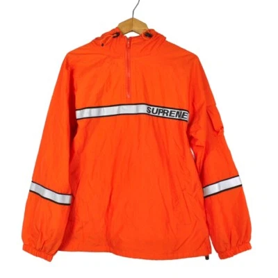 Men's Supreme Orange Reflective Hooded Pullover Jacket Taping Size Small - Image 1 of 4