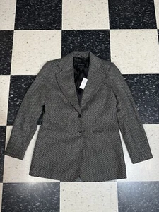 Banana Republic Wylder Tweed Blazer Women's 4 Blk & Stone Wool Blend Lined - Picture 1 of 9