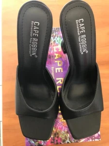 Cape Robbin Womens Shoes Black 8 M Kamaron Strappy Rhinestone Slides Sandals - Picture 1 of 5