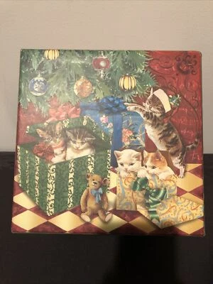 Punch Studio Christmas Nesting Square Box Cat Kittens - Image 1 of 4