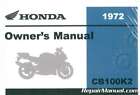 1972 Honda CB100K2 Super Sport Motorcycle Owners Manual : 321073