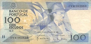 Portugal 100 Escudos 24.11.1988 Series CVM Circulated Banknote RRCV - Picture 1 of 2