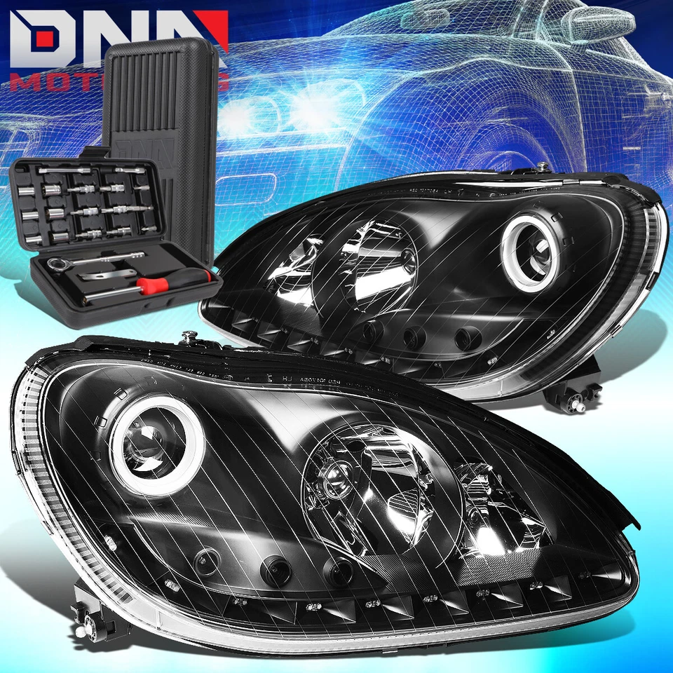 ДЛЯ 2000-2006 MERCEDES-BENZ S-CLASS W220 ЧЕРНЫЙ HALO ПРОЖЕКТОР ФАРЫ + ИНСТРУМЕНТЫ - Изображение 1 из 4