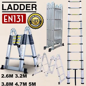 3-2.5M Multi-Purpose Alu/Steel Folding Extension Ladder Step Scaffold Tool Tray - Picture 1 of 12