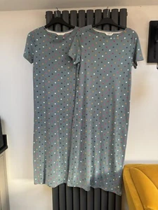 2x New Ex Chain Store blue petrol mix patterned long nightie night dress size 8 - Picture 1 of 3