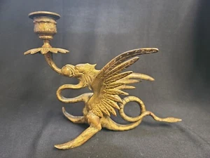 Vintage Kerzenständer Messing Drachen Greif - Bild 1 von 6