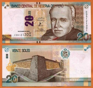 PERÚ 2016 UNC 20 Peruano Nuevas Soles Billete de Papel P- NUEVO - Imagen 1 de 1