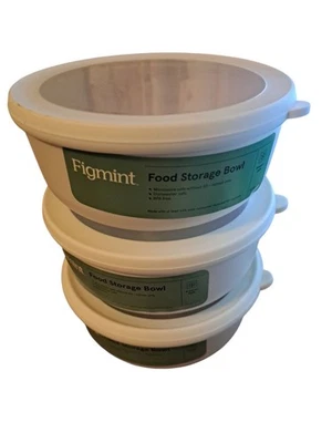 NUEVO Juego de 3 cuencos de almacenamiento de alimentos Figmint aptos para microondas aptos para lavavajillas blancos Foto 1 de 2