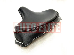 POLICE SOLO SEAT HARLEY Black LEATHER SKIRT Knucklehead Panhead Shovel TC Bobber - Picture 1 of 11