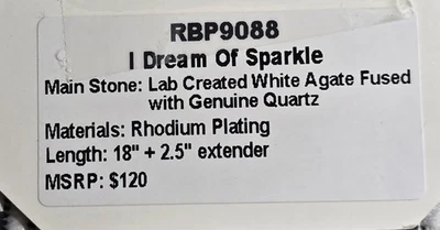 Collar Bomb Party OG RBP9088 'I Dream Of Sparkle' ágata blanca sobre rodio  Foto 1 de 3