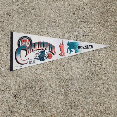 Vintage NBA Charlotte Hornets Official Licensed Basketball Pennant 30" Long 1992 - Image 1 of 4